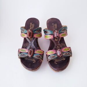 Vintage Spring Step Brown Wedge Sandals